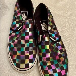 Vans Metallic Checkered Slip-Ons size 9